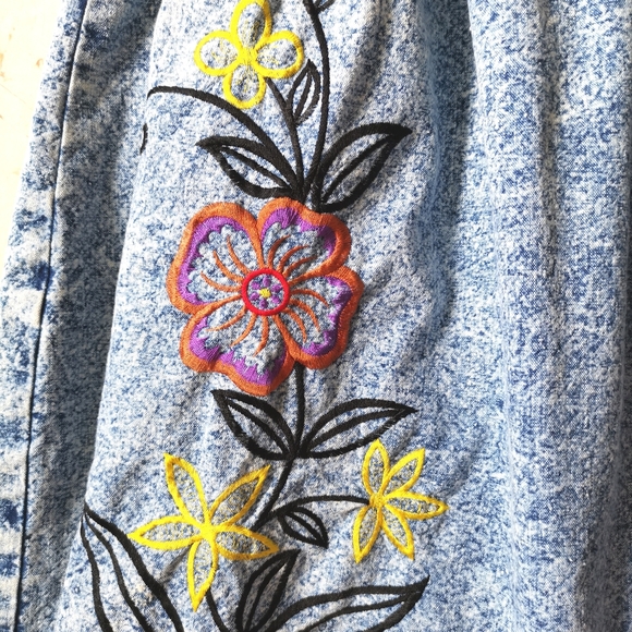 Vintage Jean skirt 80's acid wash drop waist - Picture 2 of 4